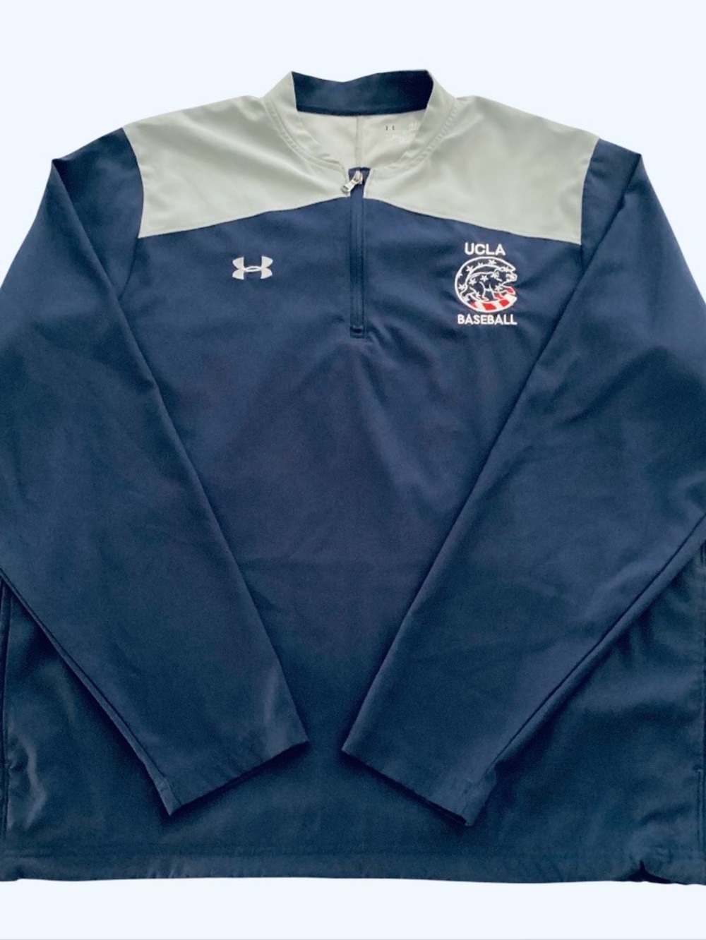 Under Armour UCLA Baseball Navy & Gray Quarter-Zip Pullover size XL